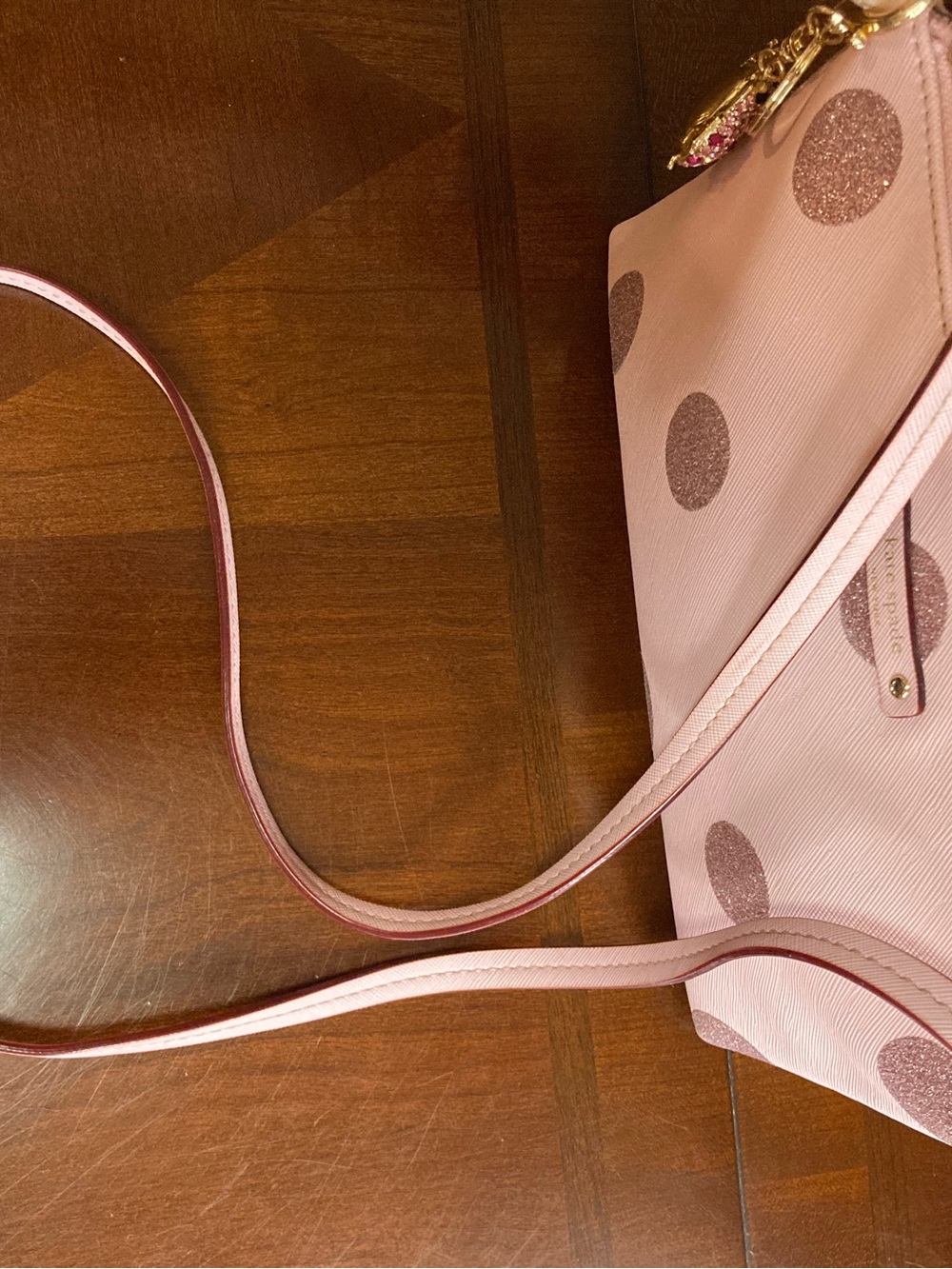 Kate Spade Haven Lane Ramey Retired Blush Pink Polka Dot Crossbody Ladybug Charm - Picture 10 of 14